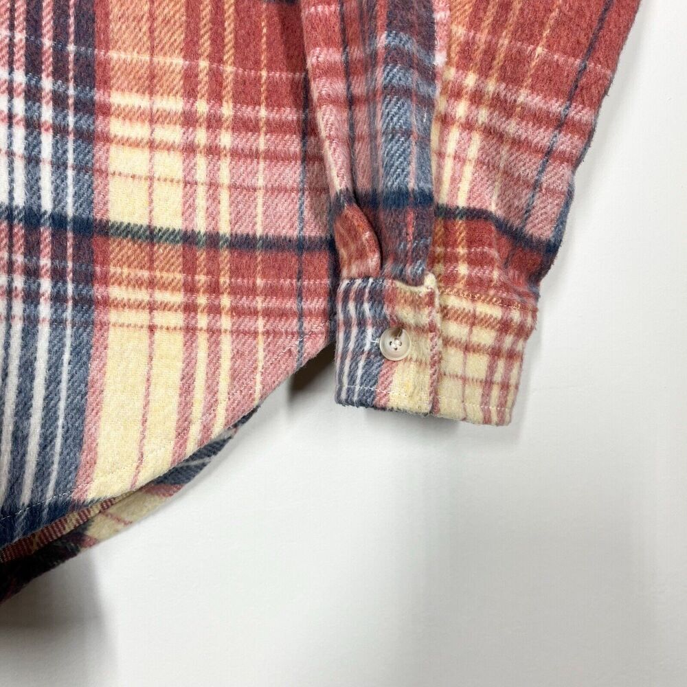 Acoa Wool Blend Oversized Button Up Shacket Shirt Jacket Rust Plaid Size M Basic - Picture 5 of 10